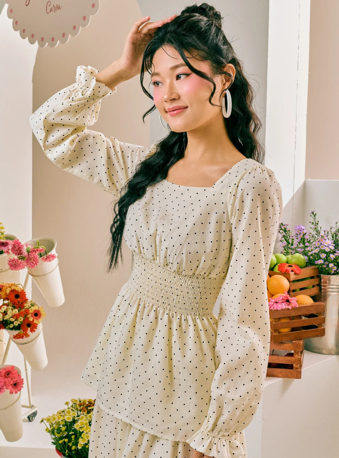 PO Kenna Smocked Peplum Top