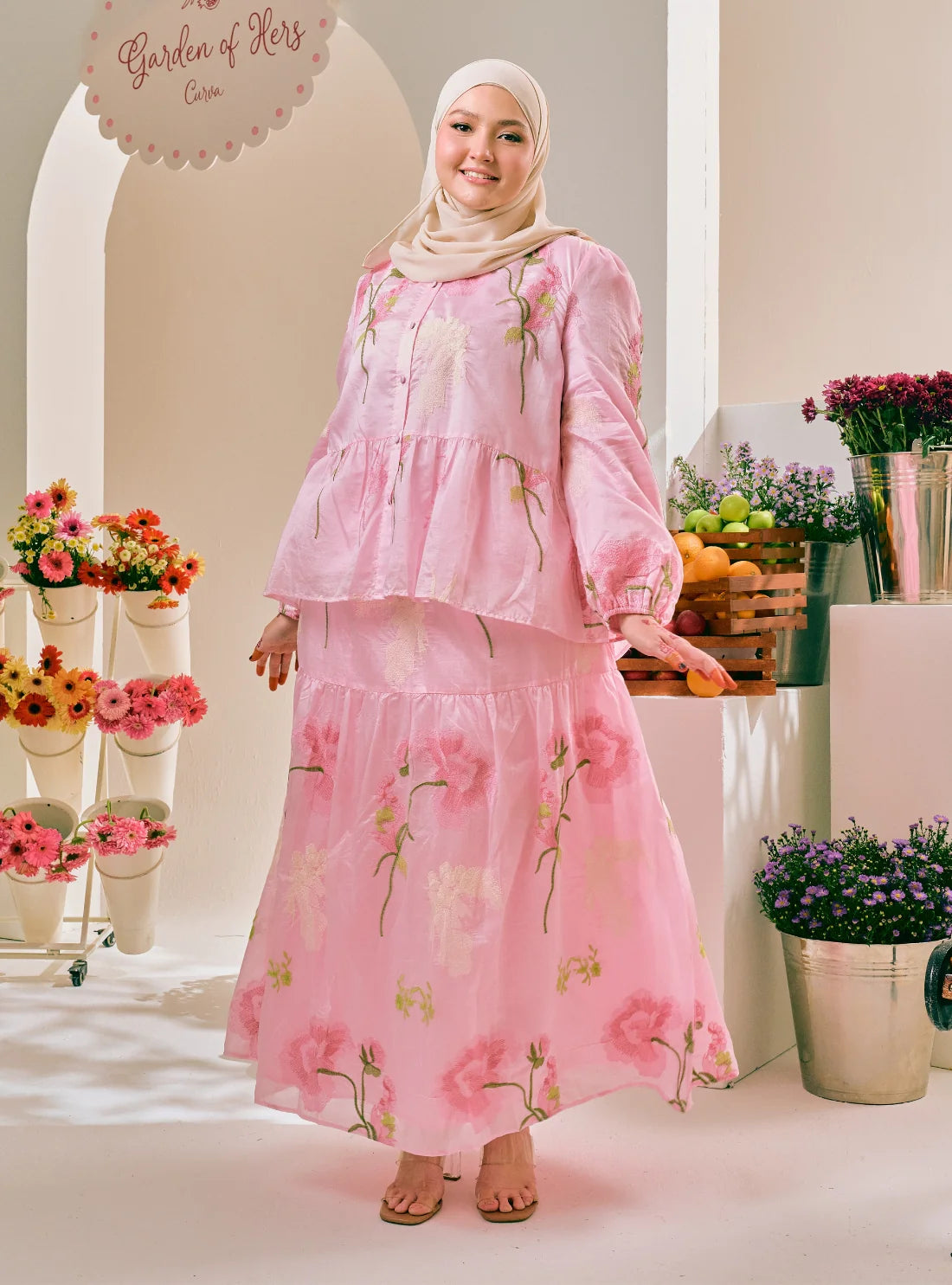 PO Petal 3D Embroidered Peplum Shirt