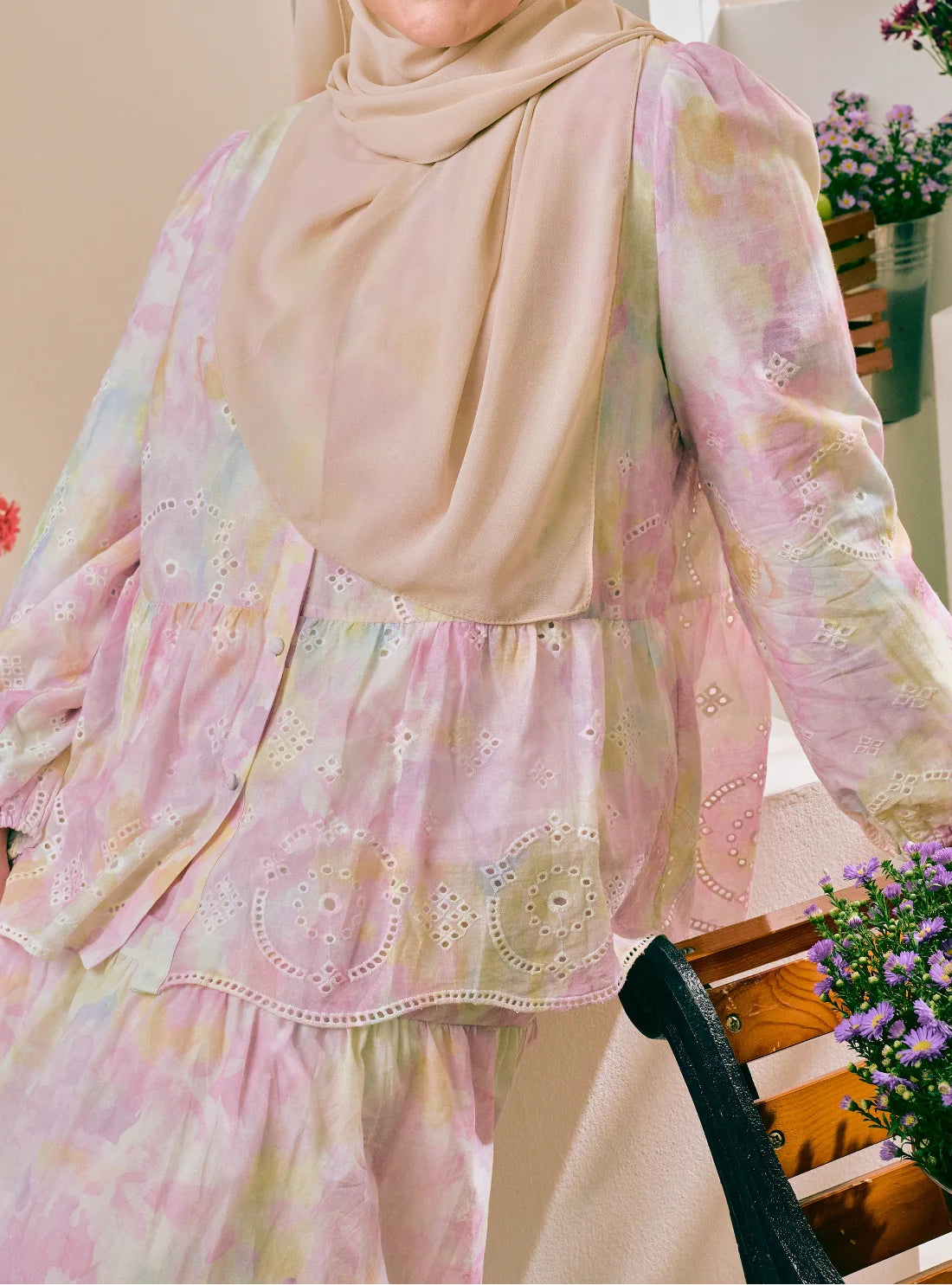 PO Macaron Ombre Button-Front Top