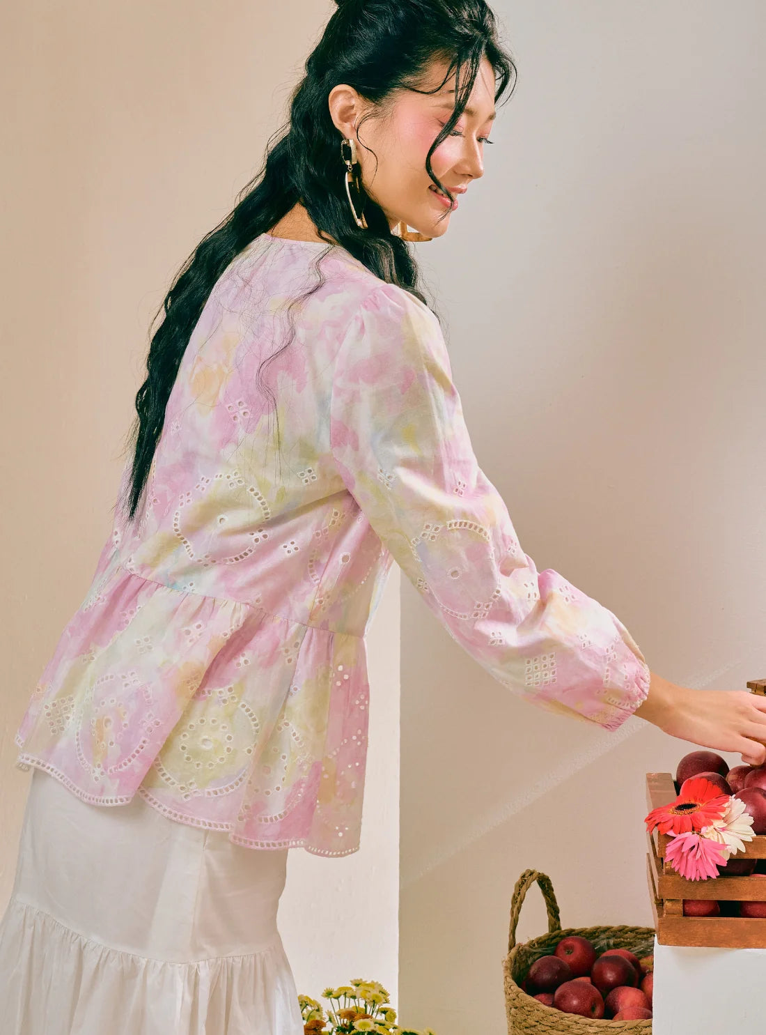 PO Macaron Ombre Button-Front Top