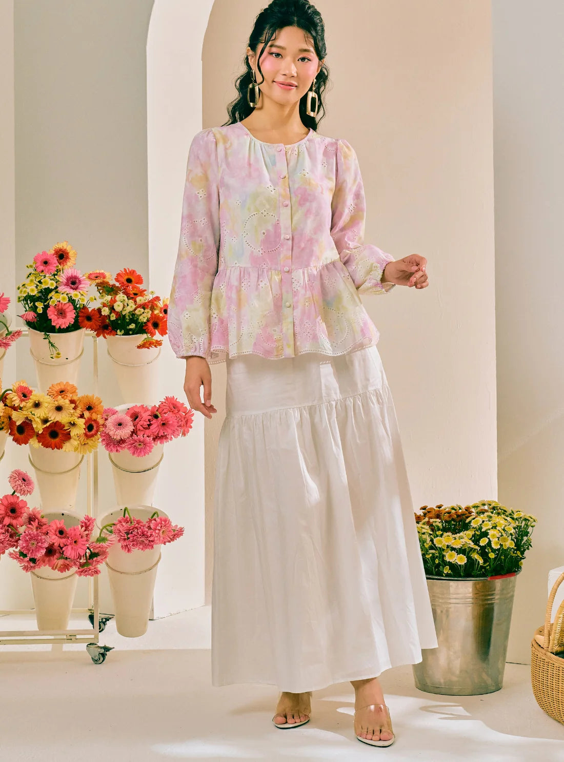 PO Macaron Ombre Button-Front Top