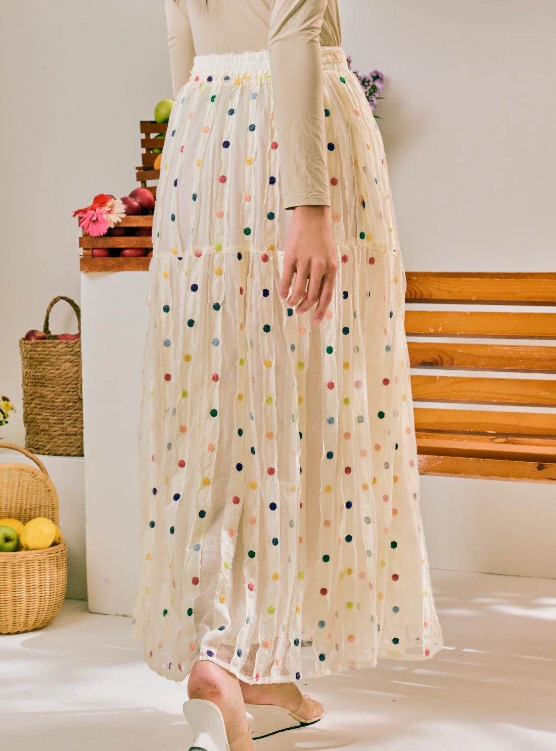 PO Maven Dot A-Line Tiered Skirt