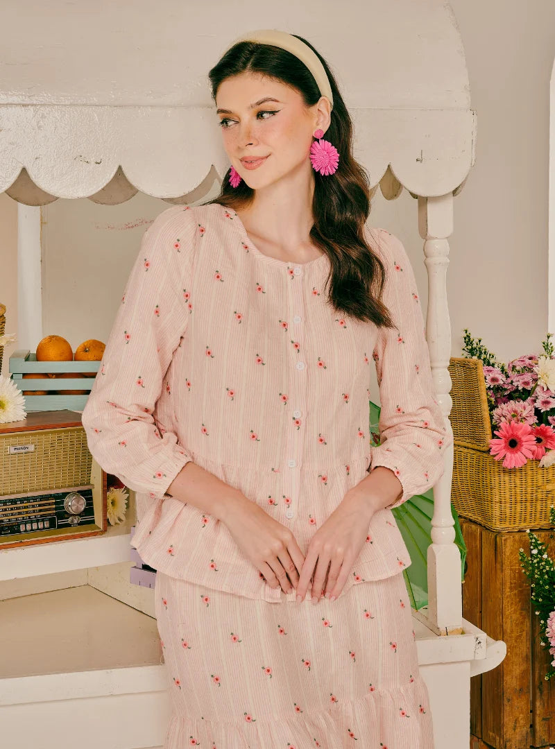 PO Kara Embroidered Linen Top
