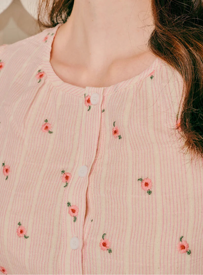 PO Kara Embroidered Linen Top