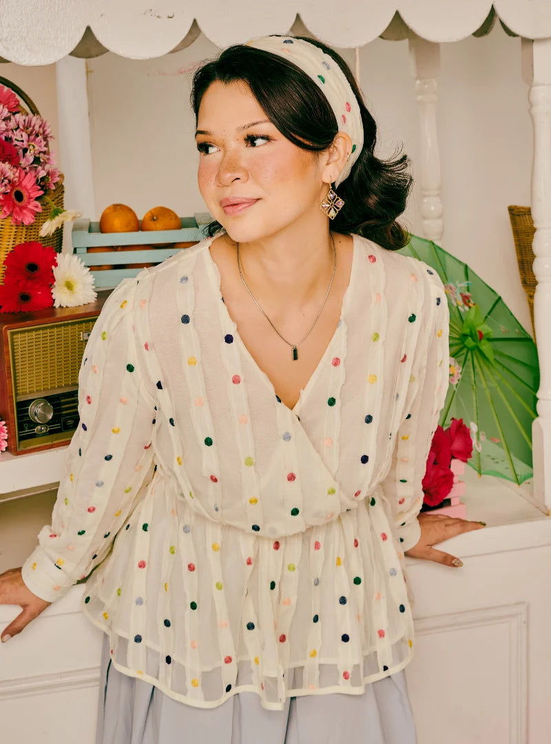 PO Dottie 3D Dotted Peplum Top