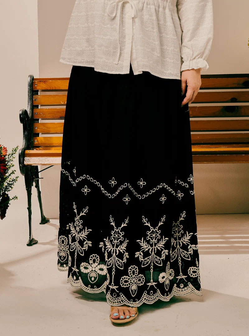 PO Remi Tiered Linen Maxi Skirt