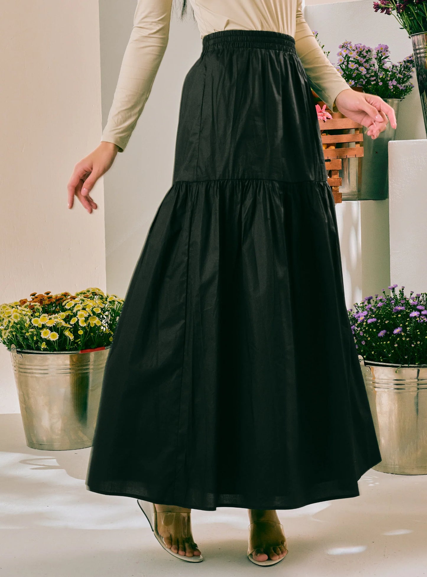 PO Basic A-Line Tiered Skirt