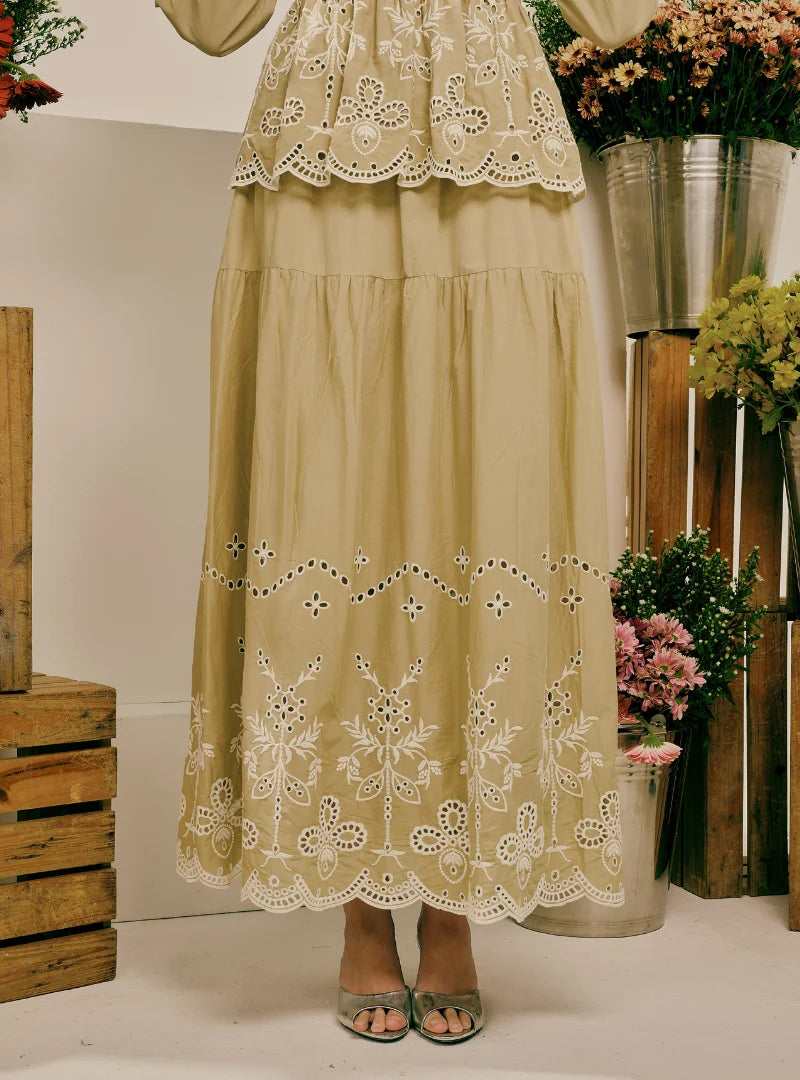 PO Remi Tiered Linen Maxi Skirt
