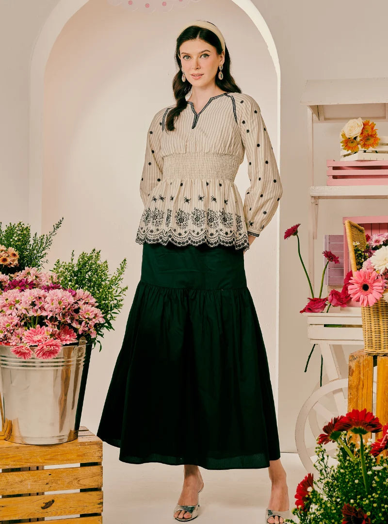 PO Rhea Smocked Linen Top