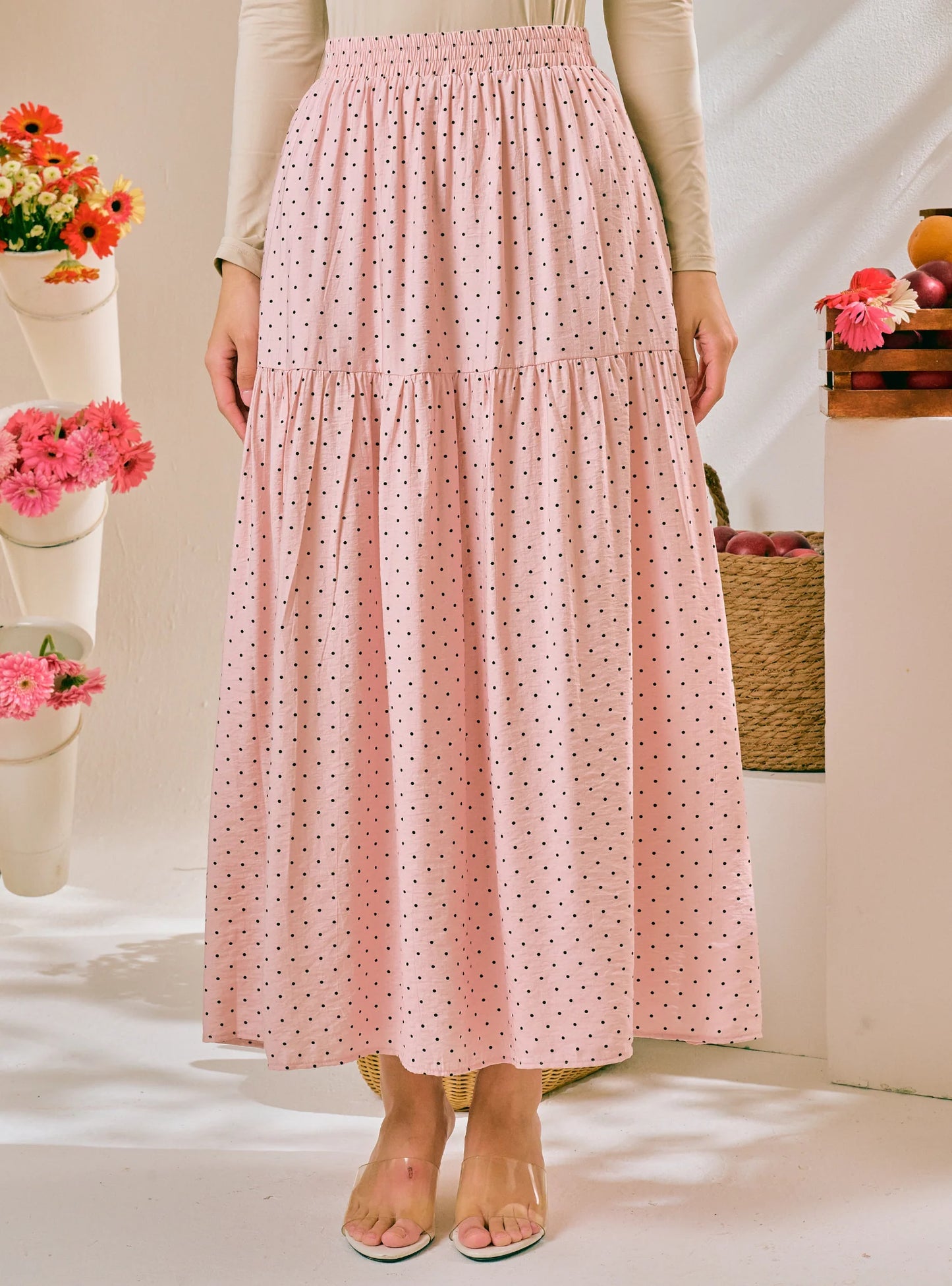 PO Dana Polka Dotted A-Line Tiered Skirt