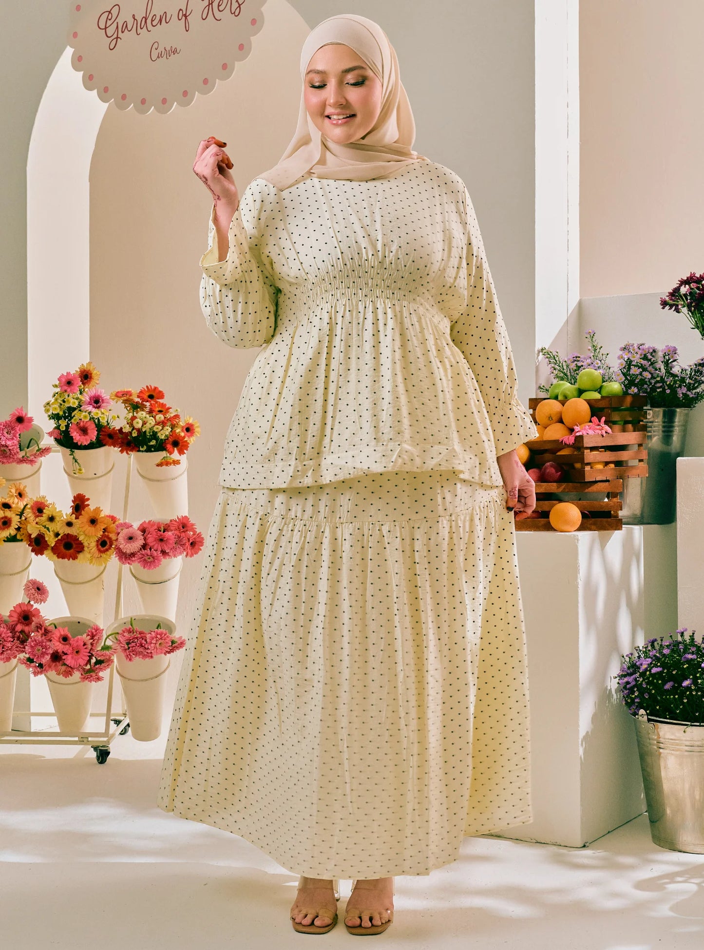 PO Dana Polka Dotted A-Line Tiered Skirt