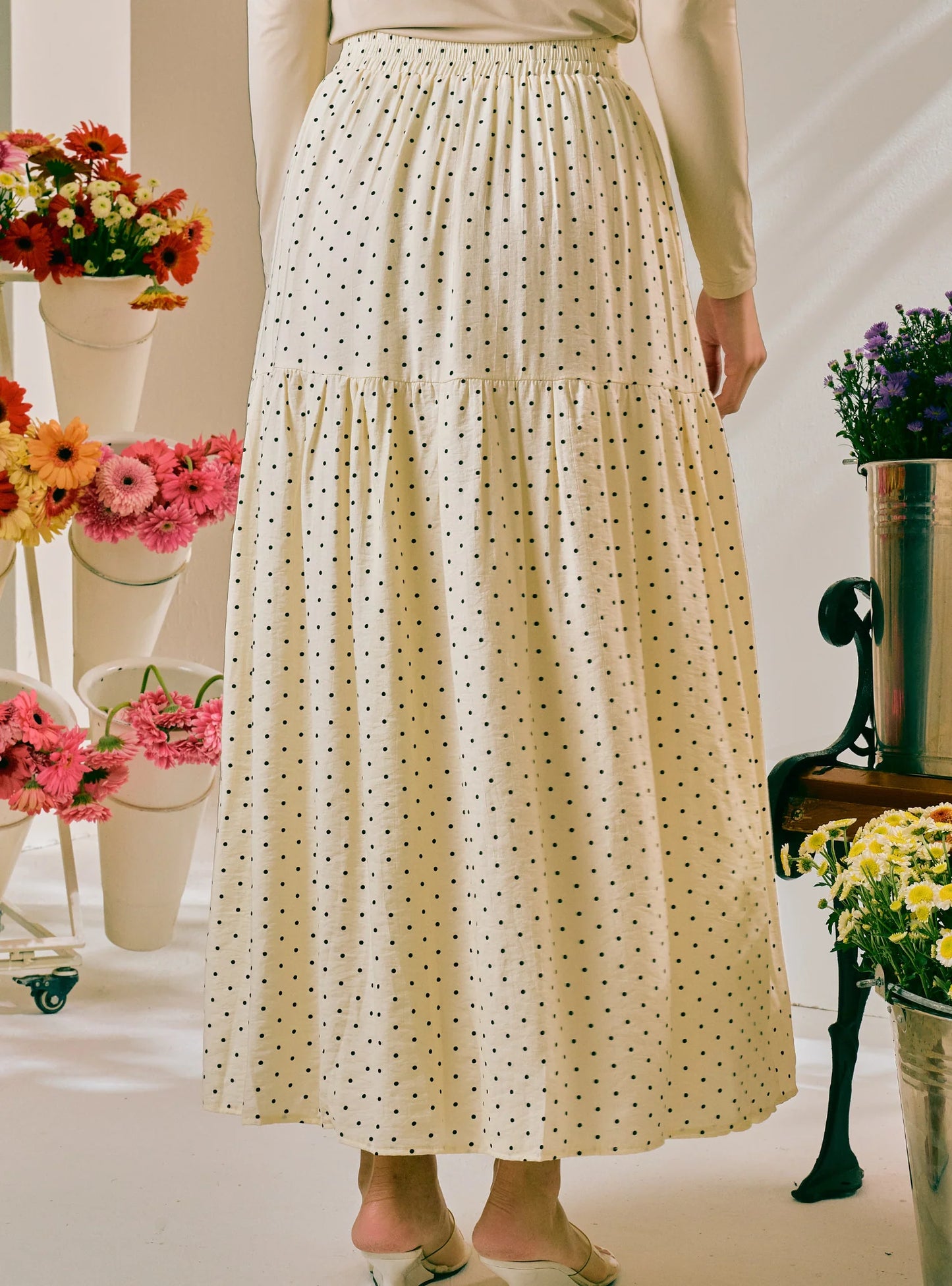 PO Dana Polka Dotted A-Line Tiered Skirt