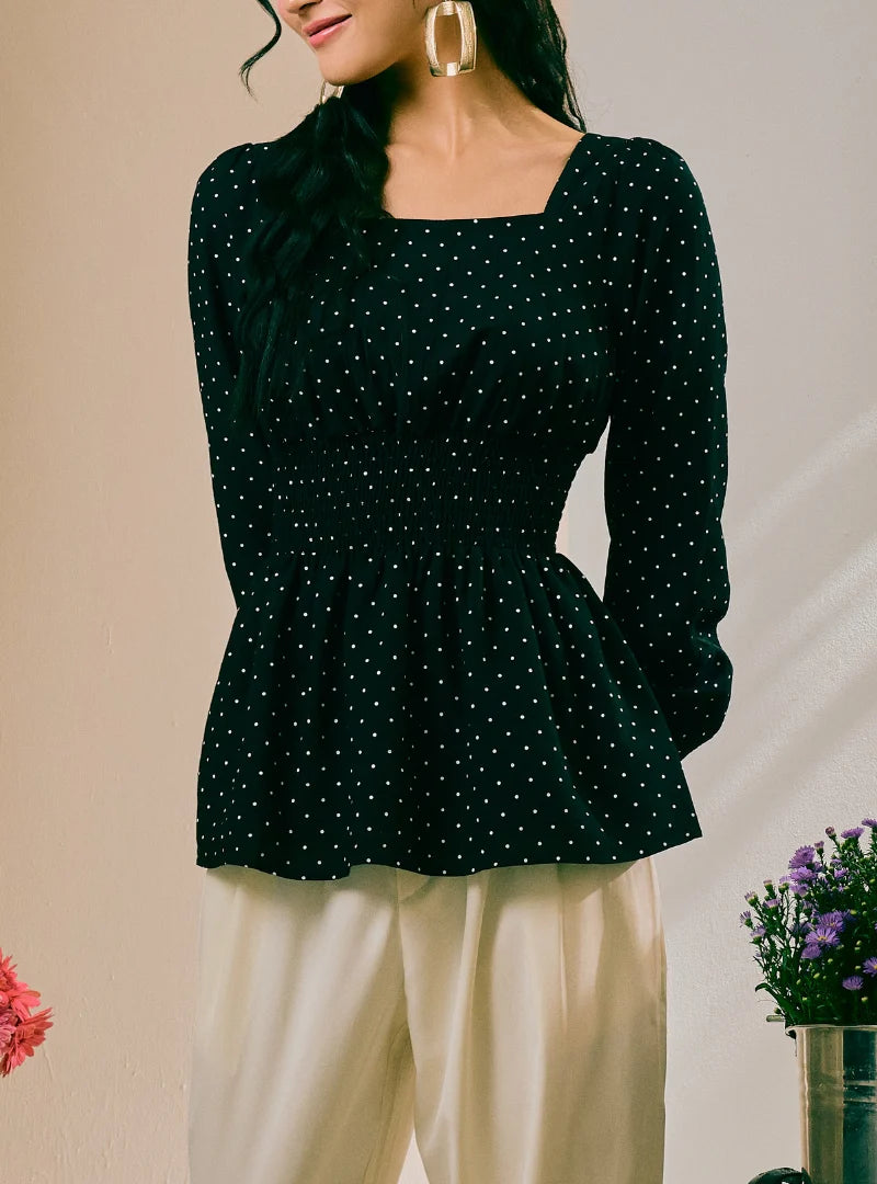 PO Kenna Smocked Peplum Top
