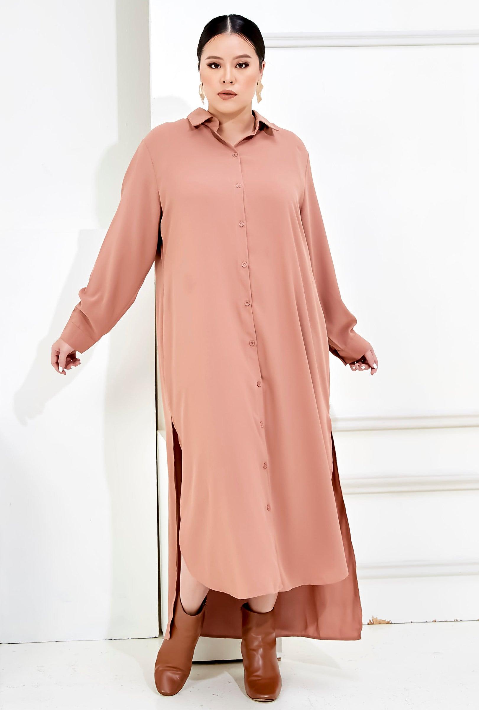 Curva Fabulous - Curva Bf Shirt Dress - Nude Palette Series - CURVA FABULOUS INDONESIA - casual, dress, formal, nude, shirt dress, Viscose, work wear - Dresses