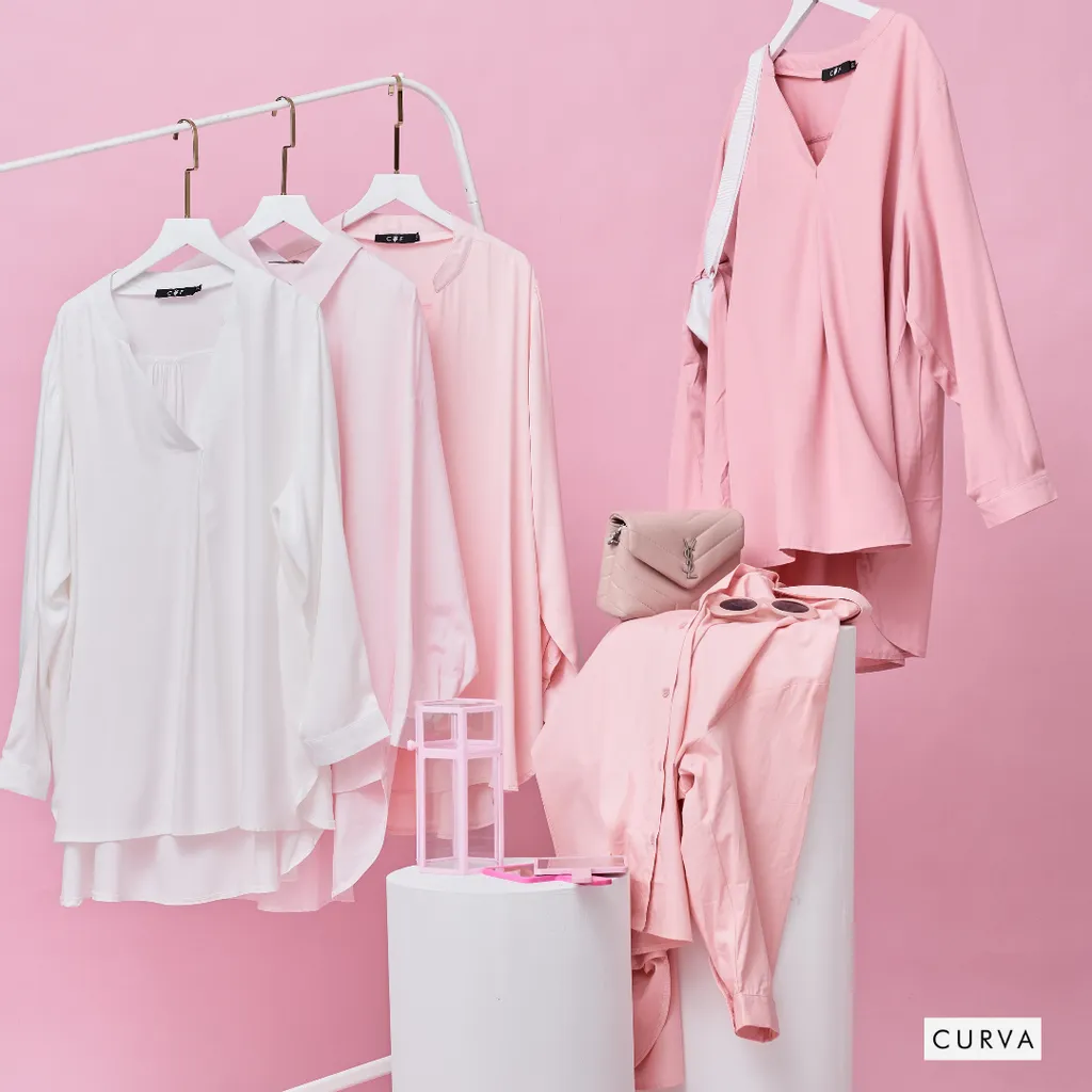 Curva Fabulous - Kemeja Dropped Shoulder Oversize Shirt - Pink Series - CURVA FABULOUS INDONESIA - Shirts & Tops