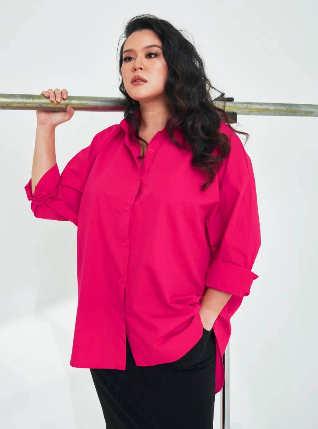 Kemeja Dropped Shoulder Oversize Shirt - Pink Series