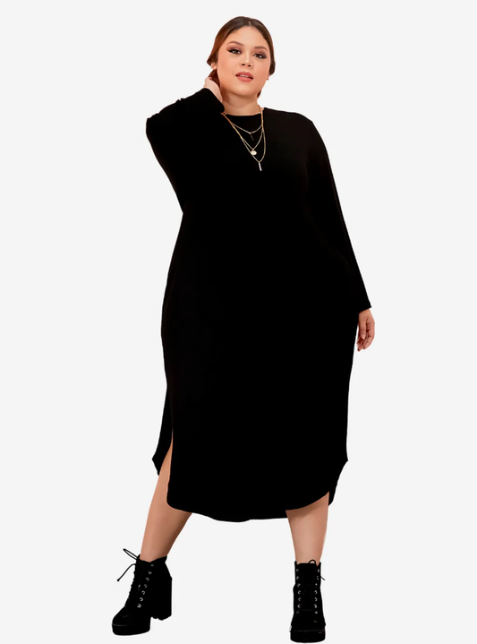 Curva Fabulous - Plus Size Knitted Mishka Slit Dress - CURVA FABULOUS INDONESIA - Dresses