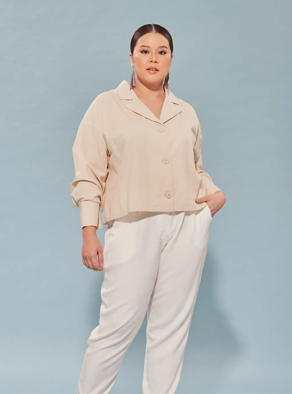 Curva Fabulous - Kemeja Cropped Shirt - Nude Series - CURVA FABULOUS INDONESIA - Shirts & Tops