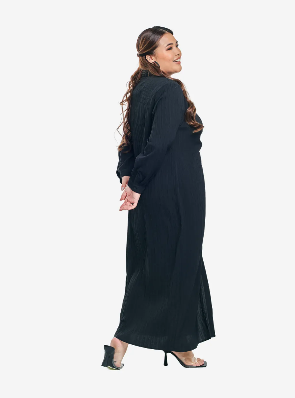 Texture Longline Ruched Shirt Dress