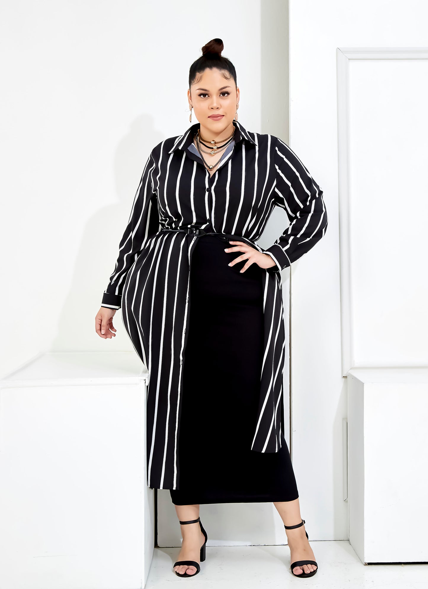 Curva Fabulous - V2 - Curva Bf Shirt - Striped Shirt Dress - CURVA FABULOUS INDONESIA - Dresses